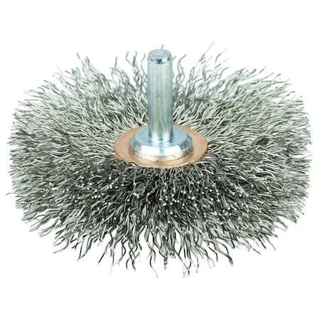 Weiler 3" Wire Wheel, .014" Stainless Steel Fill, 1/4" Stem 17618